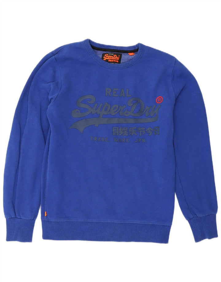 Pulover grafic Superdry pentru bărbați, bumbac albastru mediu