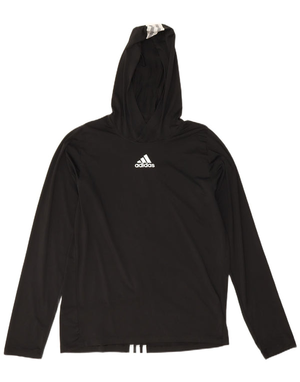 Adidas Primegreen Top cu glugă cu mânecă lungă UK 10 Poliester negru mic