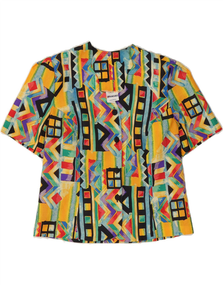DAMART Womens 4 Button Blazer Jacket UK 12 Medium Multicoloured Geometric Vintage Damart and Second-Hand Damart from Messina Hembry 