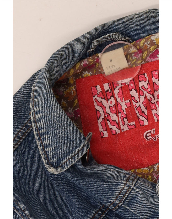 Jachetă de denim crop vintage pentru femei UK 14, bumbac albastru mediu