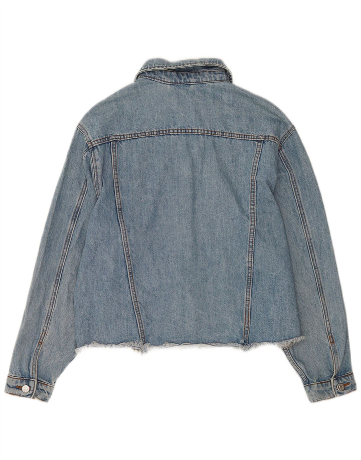 Topshop Jachetă de blugi supradimensionată pentru femei UK 8 Small Blue Bumbac