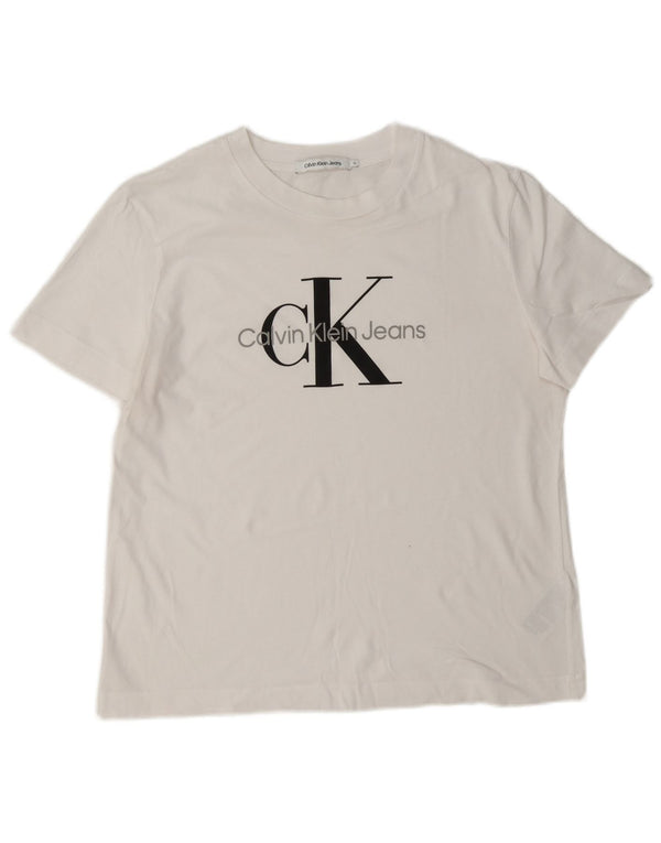 Tricou grafic Calvin Klein Jeans pentru femei Top UK 18 XL Bumbac alb