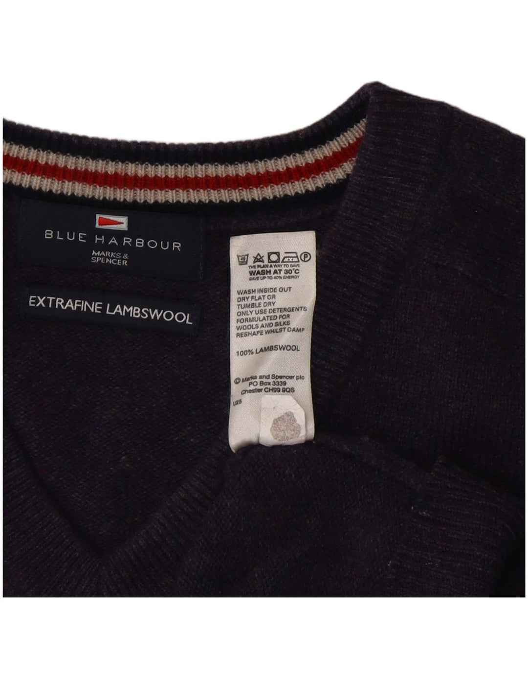 Pulover cu decolteu în V Blue Harbour pentru bărbați Marks & Spencer, violet mediu