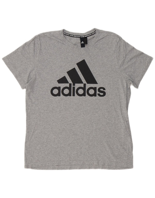 Tricou grafic ADIDAS pentru bărbați Top mare din bumbac gri
