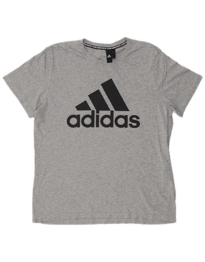 Tricou grafic ADIDAS pentru bărbați Top mare din bumbac gri