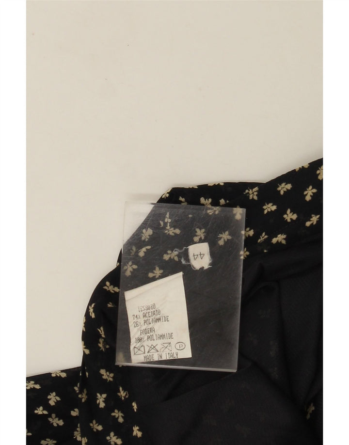 VINTAGE Fustă în formă de A cu talie înaltă pentru femei IT 44 Medium W26 Bleumarin Floral