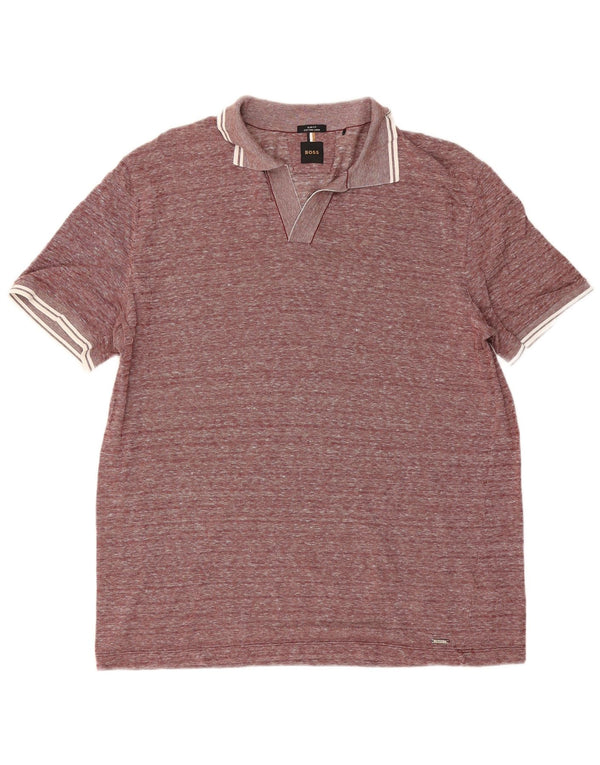 Cămașă polo pentru bărbați Hugo Boss, slim fit, XL, bumbac cu pete burgundy