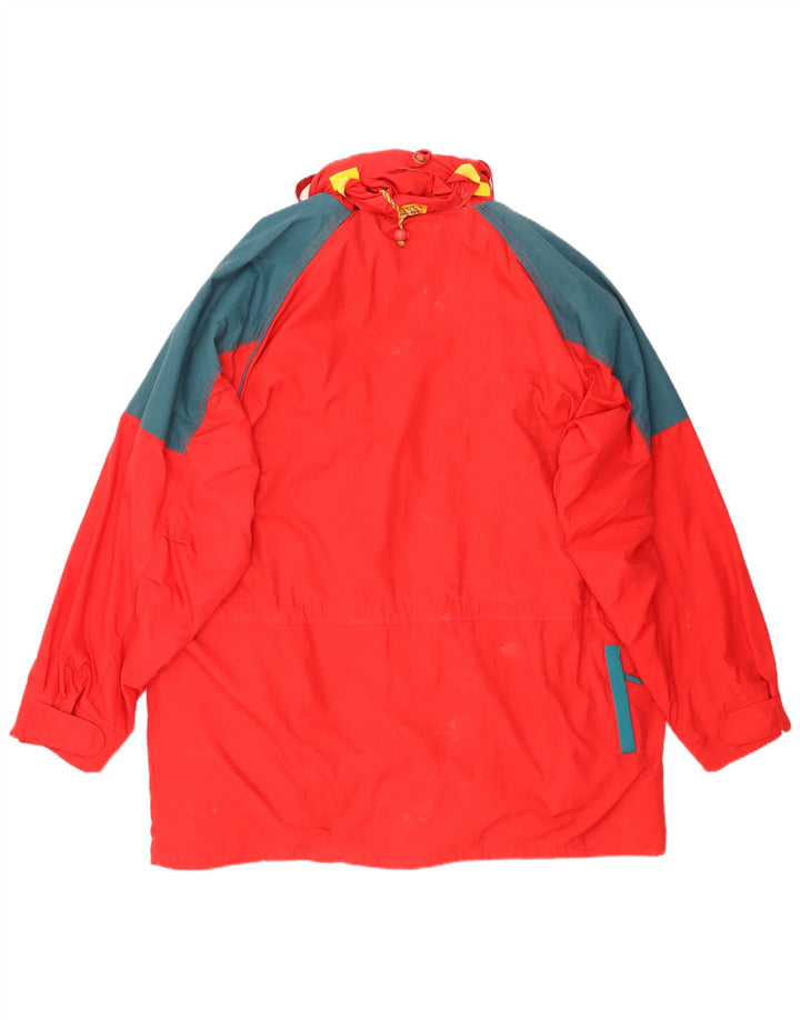 Jachetă de schi cu glugă vintage pentru bărbați UK 42 XL Poliester color bloc roșu