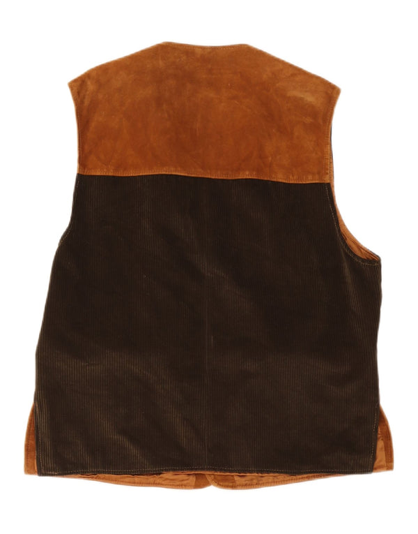Gilet vintage pentru bărbați din piele intoarsă IT 52 XL bej, piele bloc de culoare