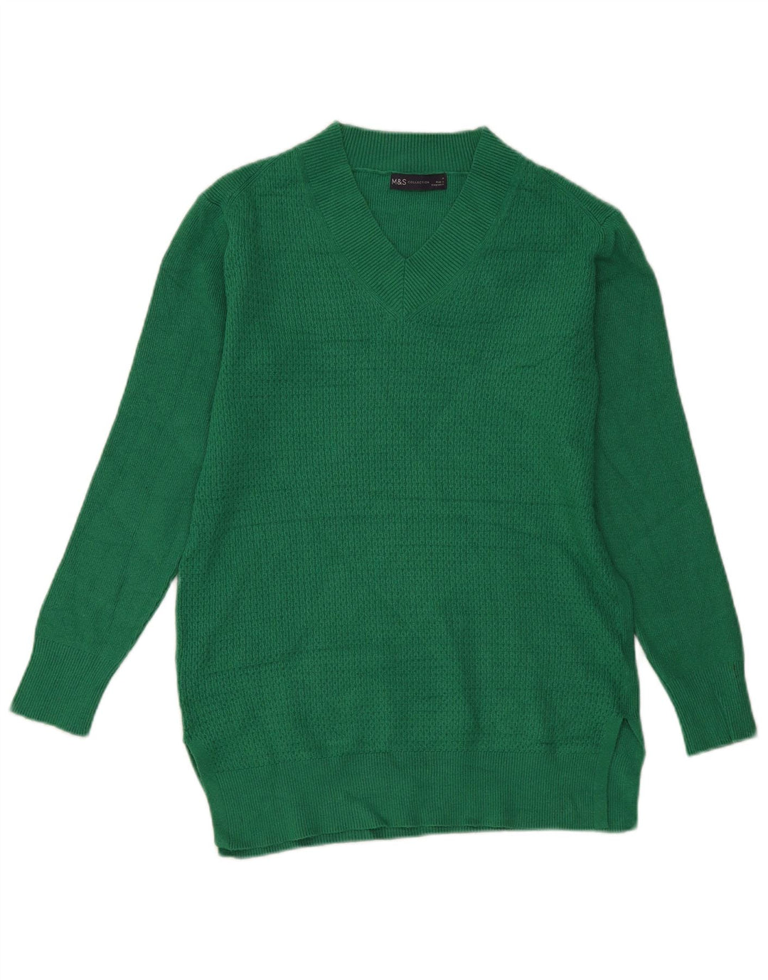 Pulover pentru femei Marks & Spencer cu decolteu în V, UK 14, viscoză verde medie