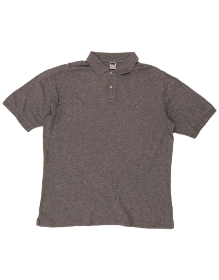 Tricou polo Fila pentru bărbați, bumbac cu pete gri mediu