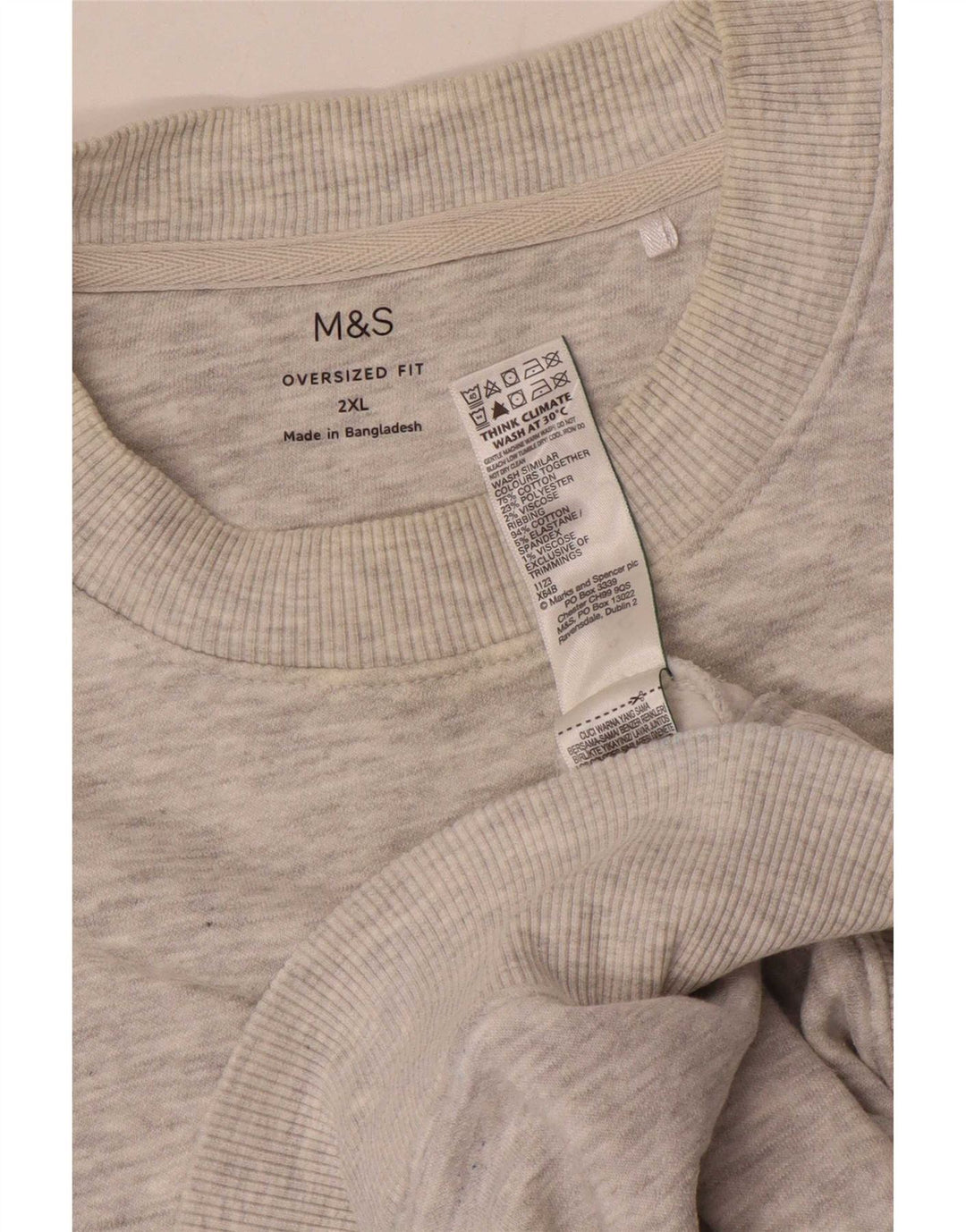 Pulover supradimensionat pentru bărbați Marks & Spencer, bumbac cu pete gri 2XL