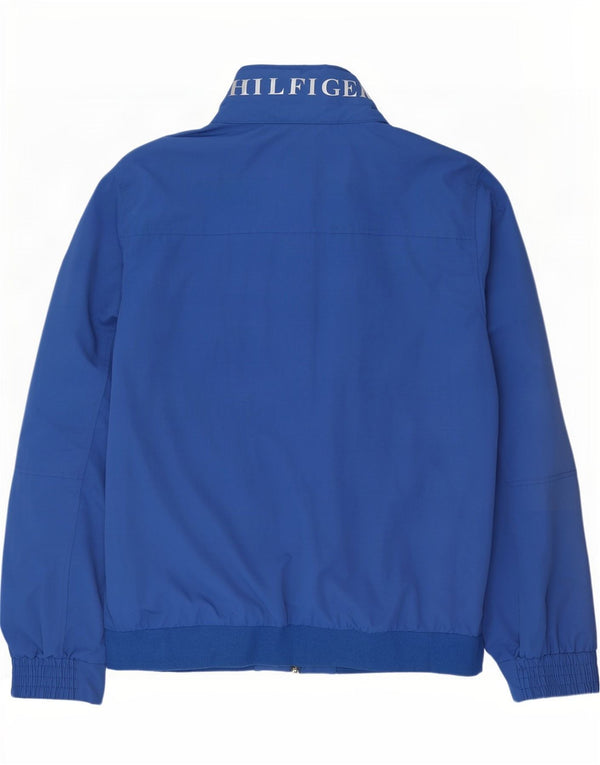 Jachetă de ploaie cu glugă grafică pentru bărbați Tommy Hilfiger UK 42 XL, nailon albastru