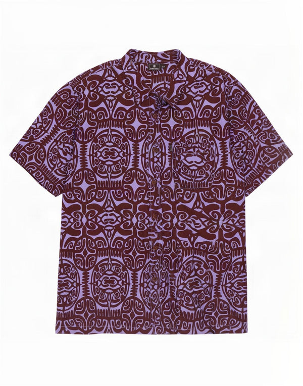 Cămașă cu mânecă scurtă pentru bărbați Tribal Origin, bumbac violet 2XL
