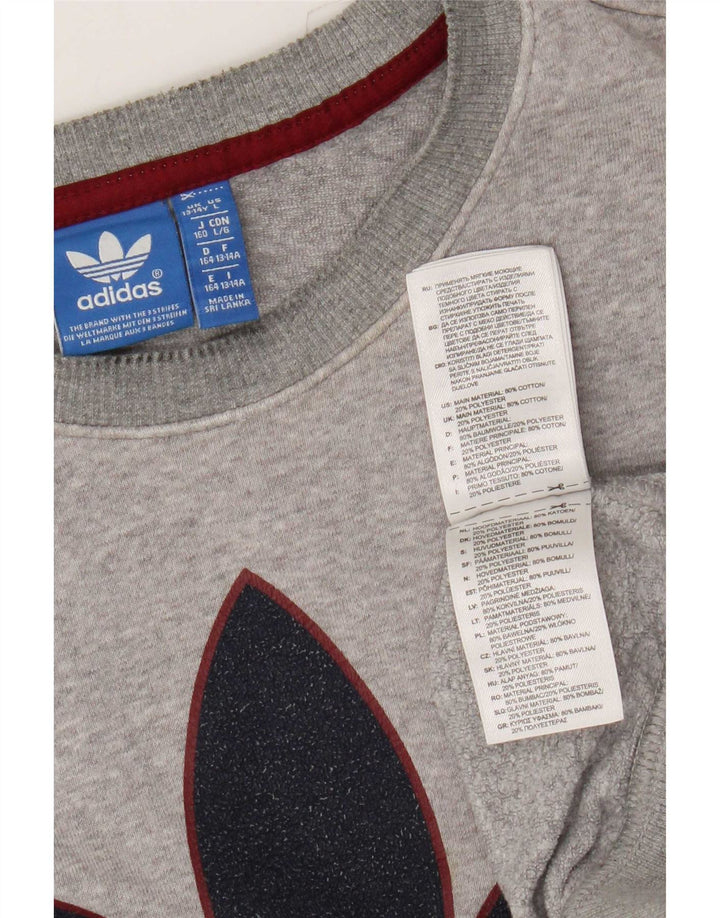 Pulover Adidas pentru băieți, cu trei dungi, 13-14 ani, gri pete