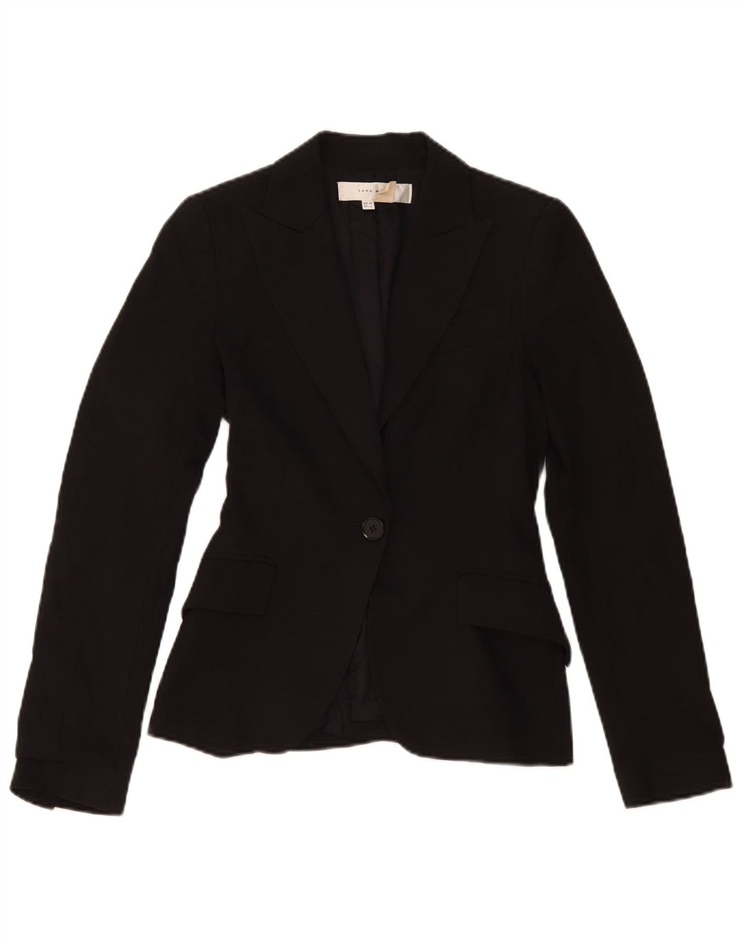 Blazer pentru femei Zara cu 1 nasture EU 34 2XS Poliester negru