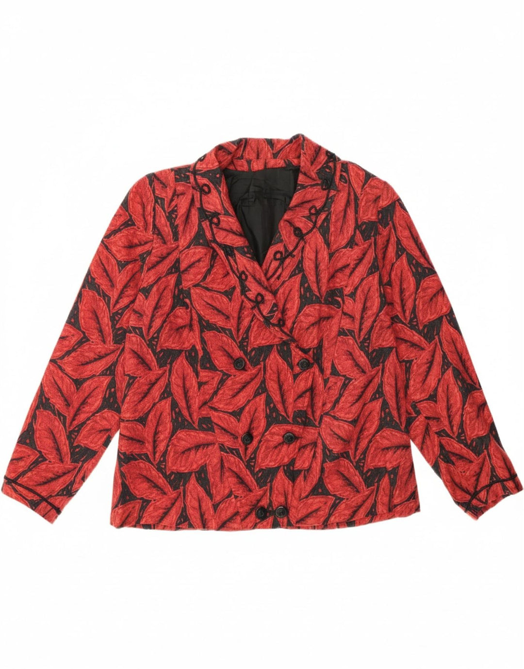 VINTAGE Womens 3/4 Sleeve Blazer Jacket UK 14 Medium Red Floral