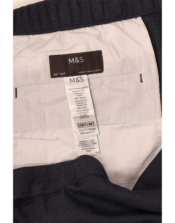Pantaloni de costum drepți pentru bărbați Marks & Spencer W40 L29 bleumarin picior de găină