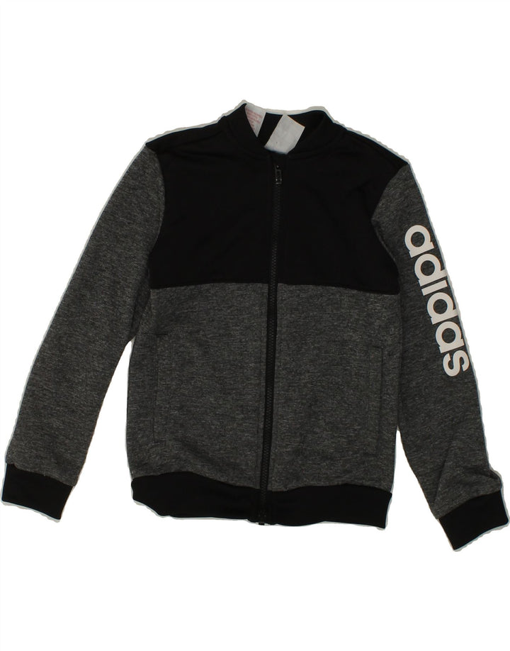 ADIDAS Boys Climalite Graphic Tracksuit Top Jacket 7-8 Years Grey Vintage Adidas and Second-Hand Adidas from Messina Hembry 
