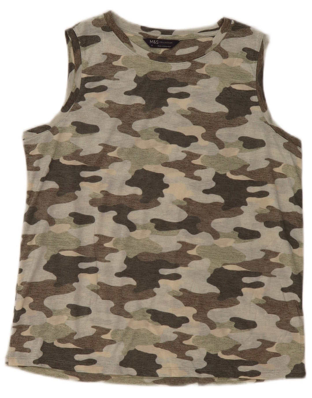 MARKS & SPENCER Vest Vest Top pentru femei UK 10 Small Kaki Camouflage Poliester