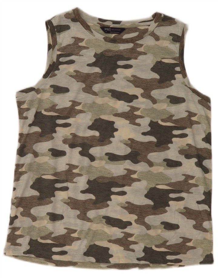 MARKS & SPENCER Vest Vest Top pentru femei UK 10 Small Kaki Camouflage Poliester