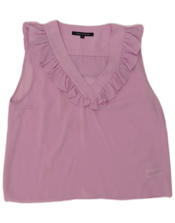 Bluză fără mâneci pentru femei French Connection, cu volane în față, UK 18 XL, roz