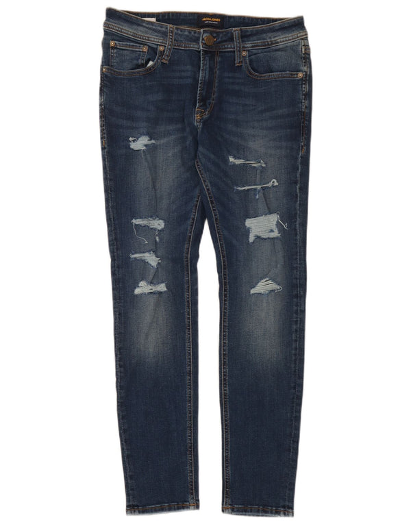 Blugi skinny învechiți pentru bărbați Jack & Jones W32 L30 bumbac albastru