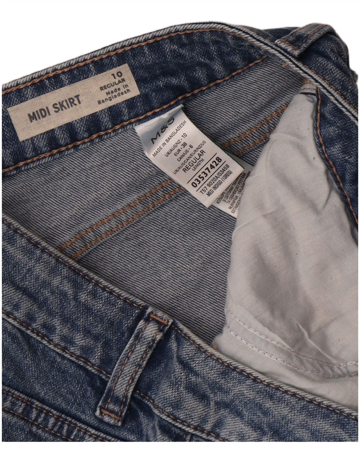 Fusta Midi de denim obișnuită pentru femei Marks & Spencer UK 10 Small W30 Blue