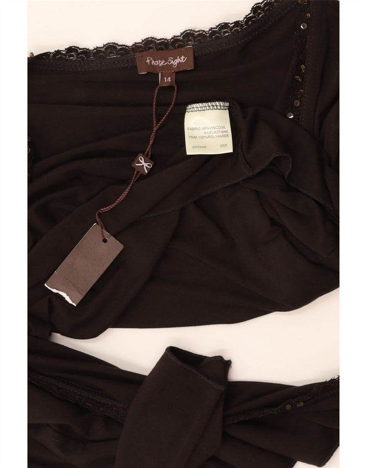PHASE EIGHT Top cardigan cu mâneci 3/4 pentru femei UK 14 Maro mediu