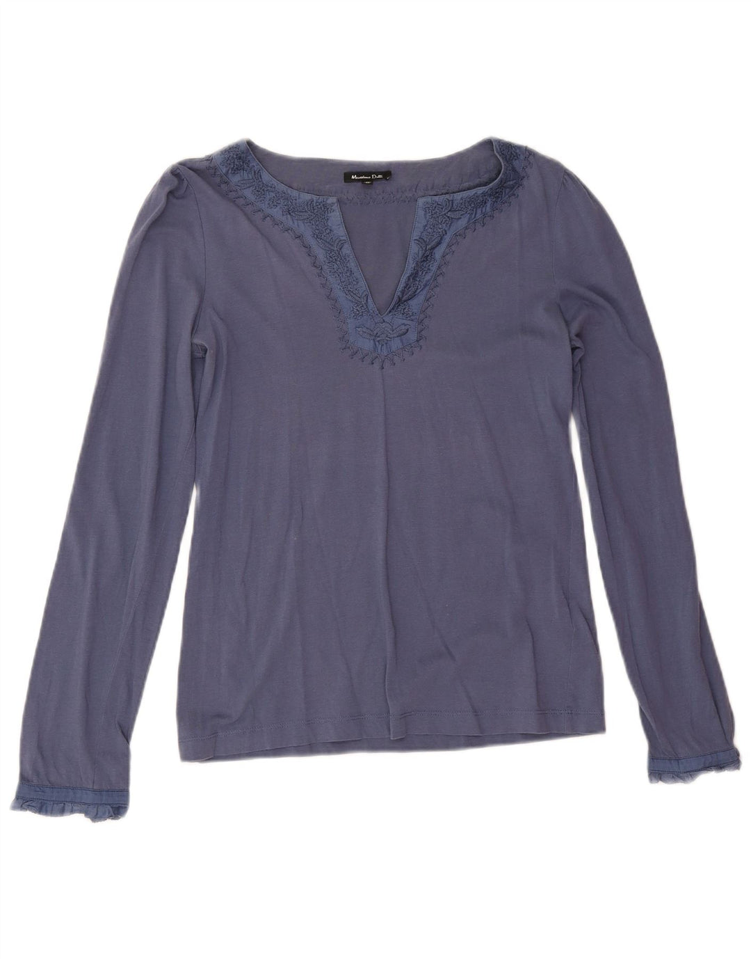 Bluză cu mânecă lungă pentru femei Massimo Dutti, UK 14, bumbac albastru mediu