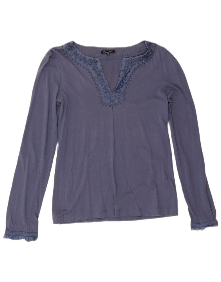 Bluză cu mânecă lungă pentru femei Massimo Dutti, UK 14, bumbac albastru mediu