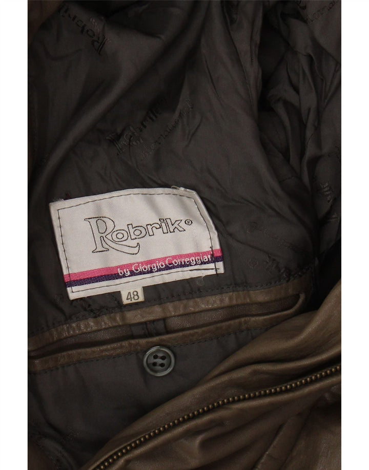 Palton din piele pentru bărbați ROBRIK IT 48 maro mediu