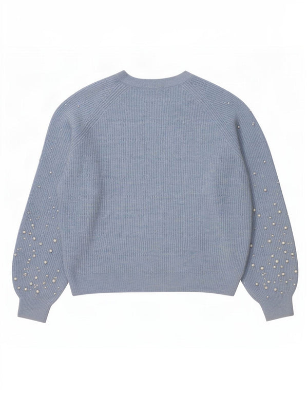 Pulover pentru femei Marks & Spencer cu gât cu barca UK 14 Medium Blue Spotted