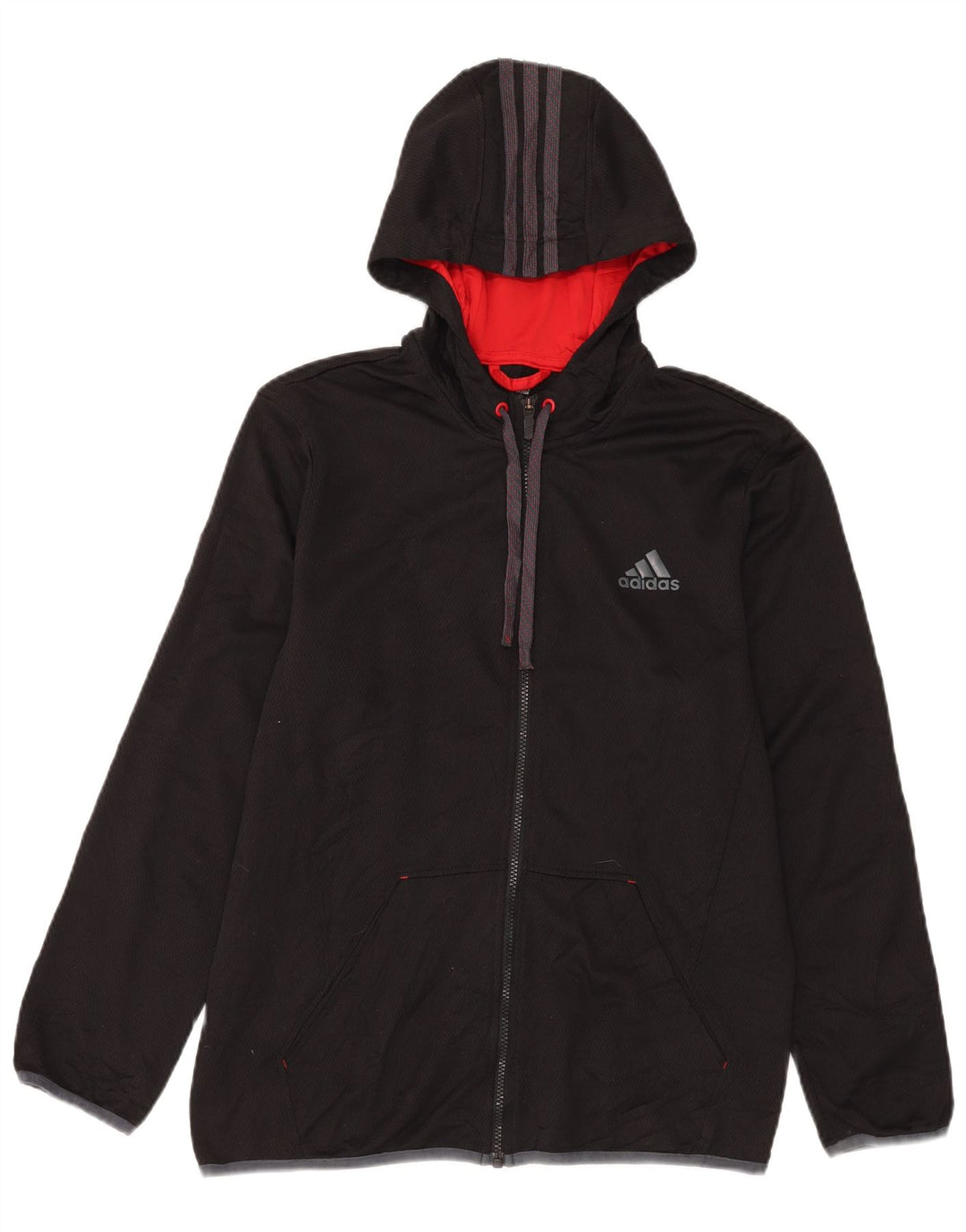 Jachetă de trening pentru bărbați Adidas cu glugă, poliester mediu negru