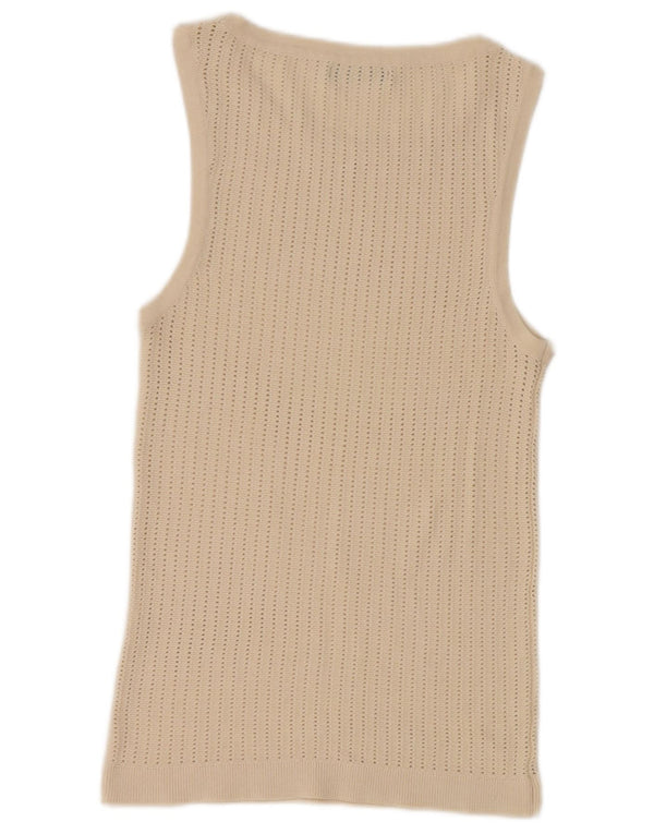 Zara Femei Vest Tank Top UK 8 Small Bej