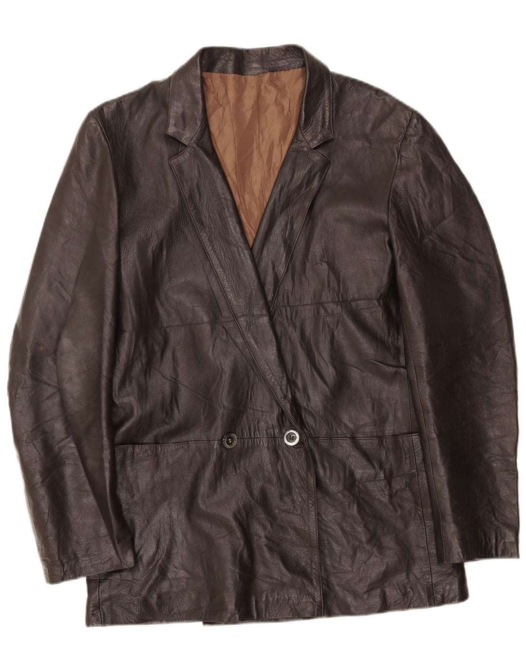 VINTAGE Womens Leather Jacket UK 14 Medium Brown