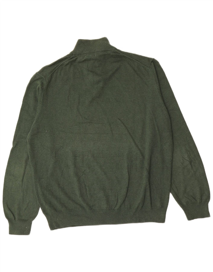 Pulover Massimo Dutti pentru bărbați, cu fermoar și gât, bumbac verde 2XL