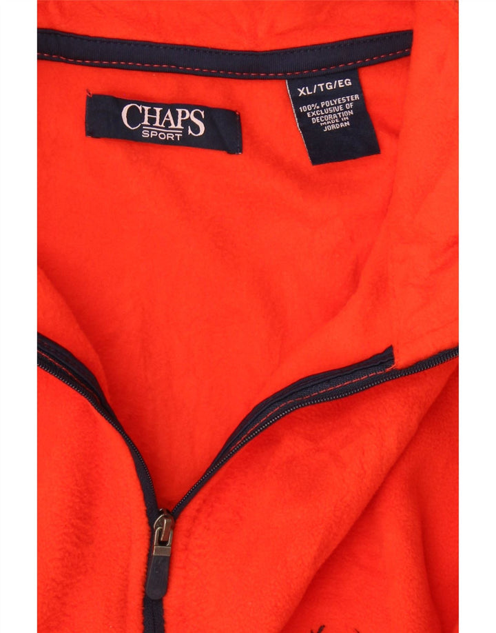 CHAPS Mens Zip Neck Fleece Jumper XL Orange Polyester Vintage Chaps and Second-Hand Chaps from Messina Hembry 