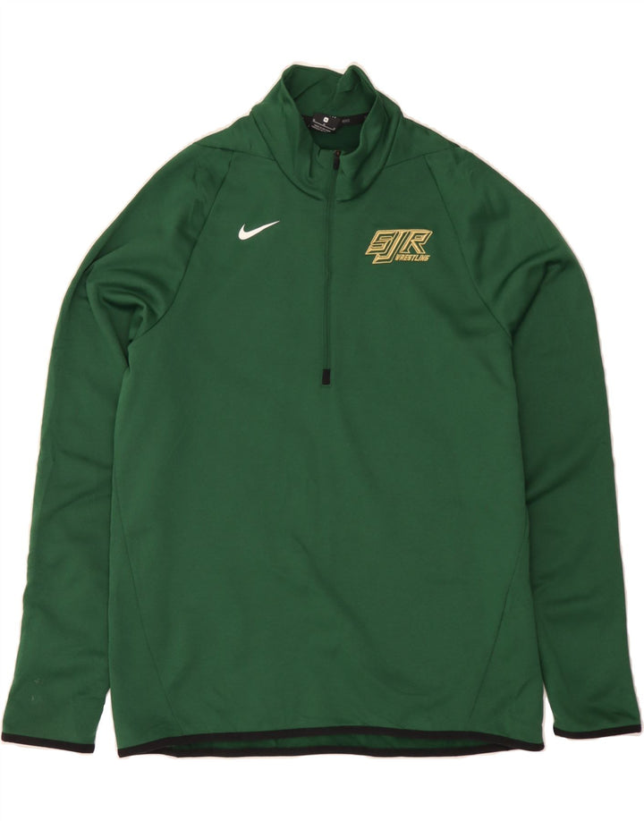 NIKE Mens Dri Fit Zip Neck Pullover Tracksuit Top Medium Green Polyester Vintage Nike and Second-Hand Nike from Messina Hembry 