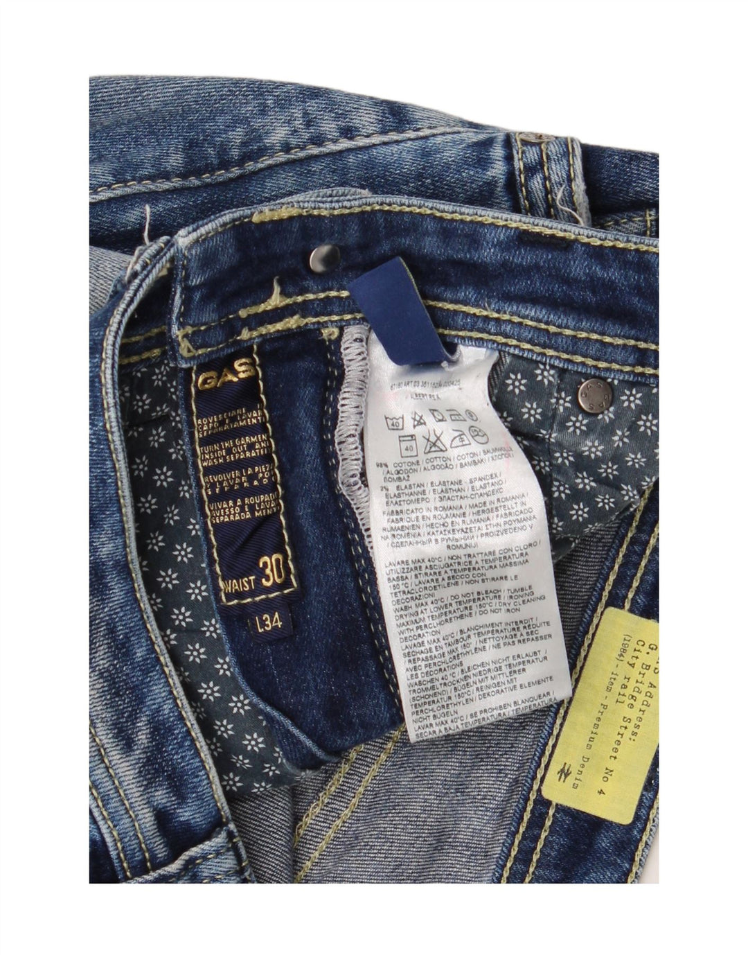 Blugi subțiri Albert distressed pentru femei Gas W30 L27 Bumbac albastru