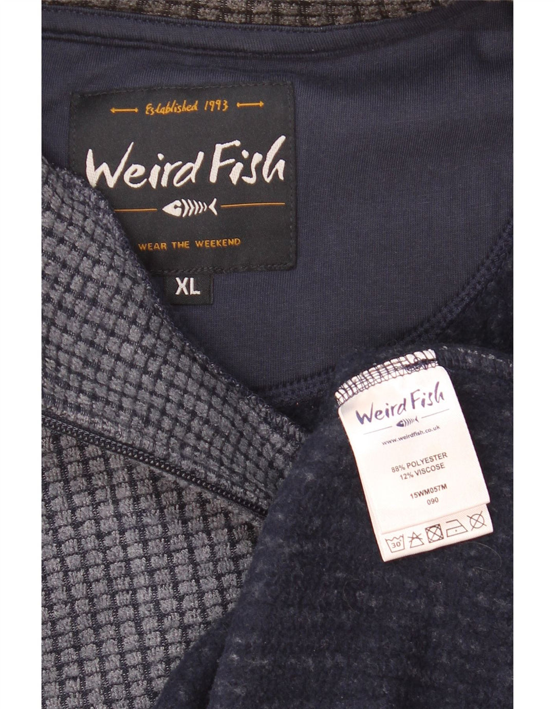 Pulover din lână pentru bărbați Weird Fish, cu fermoar și gât, XL, poliester bleumarin