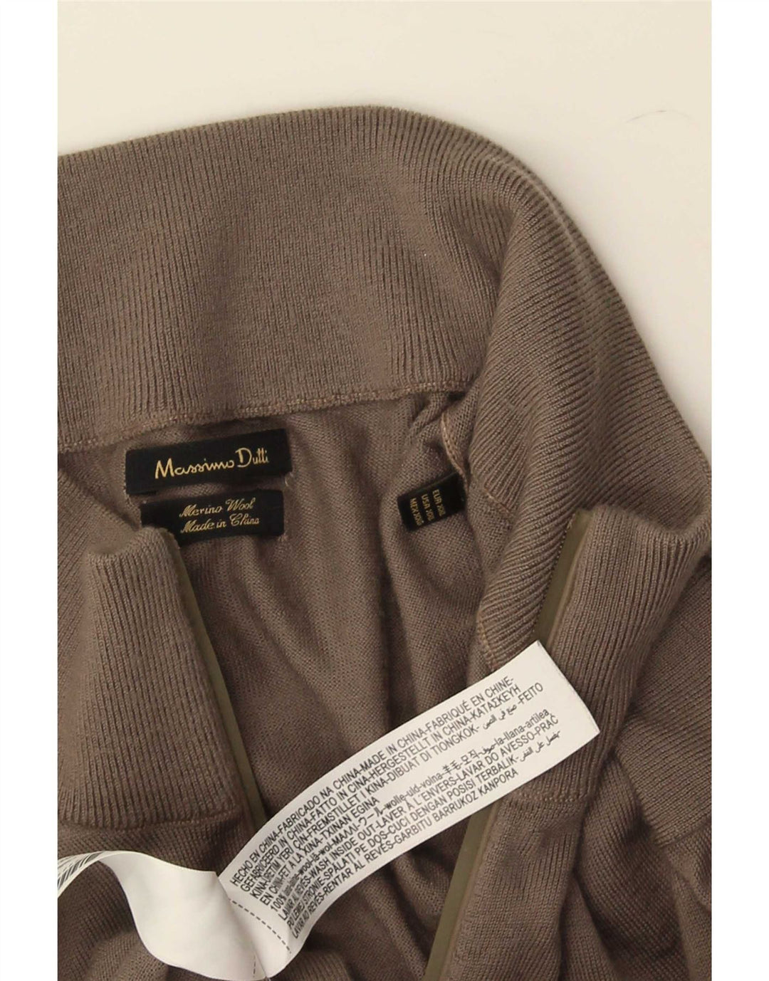 Pulover Massimo Dutti pentru bărbați, cu fermoar și gât, lână maro 2XL
