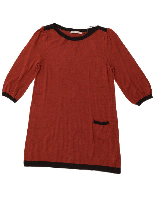 MARKS & SPENCER Top cu tunică cu mâneci 3/4 pentru femei UK 12 Medium Brown Colorblock