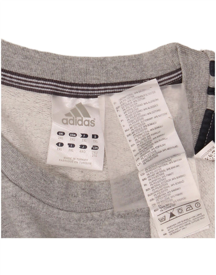 Pulover pentru bărbați ADIDAS 2XL, bumbac color bloc, gri
