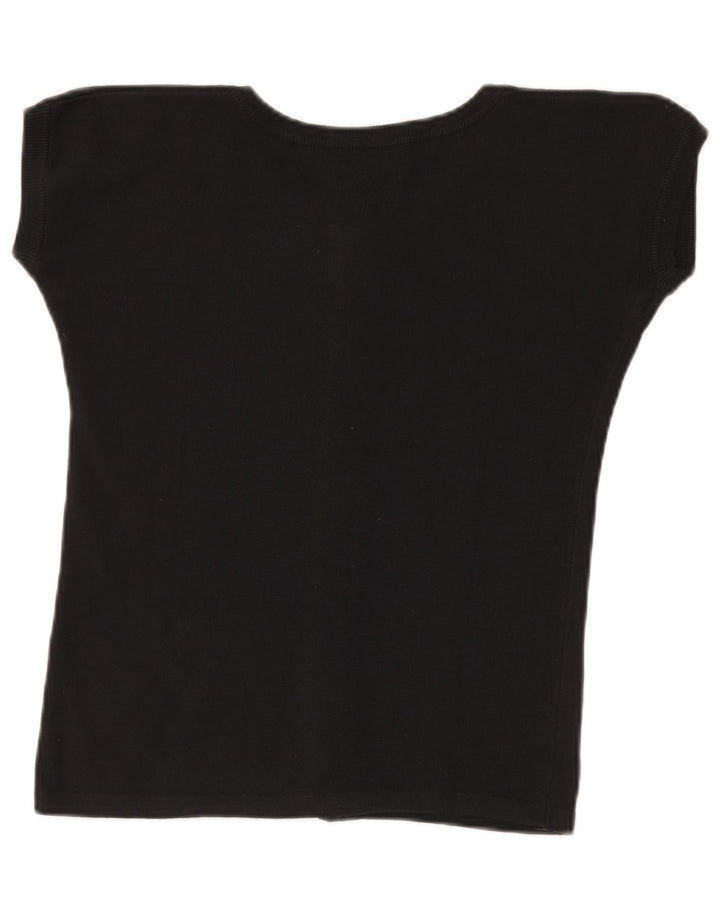 Crop Top din tricot pentru femei Benetton IT 46, mare, negru, bumbac