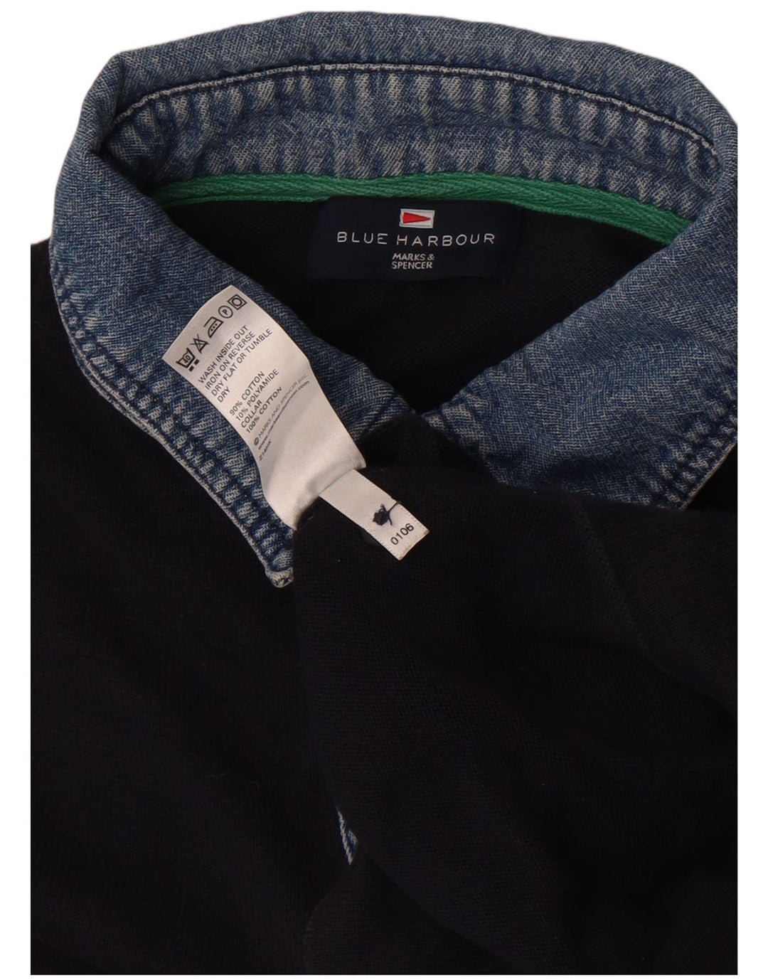 Pulover pentru bărbați Marks & Spencer, Blue Harbour, cu gât polo, mijlociu, bleumarin
