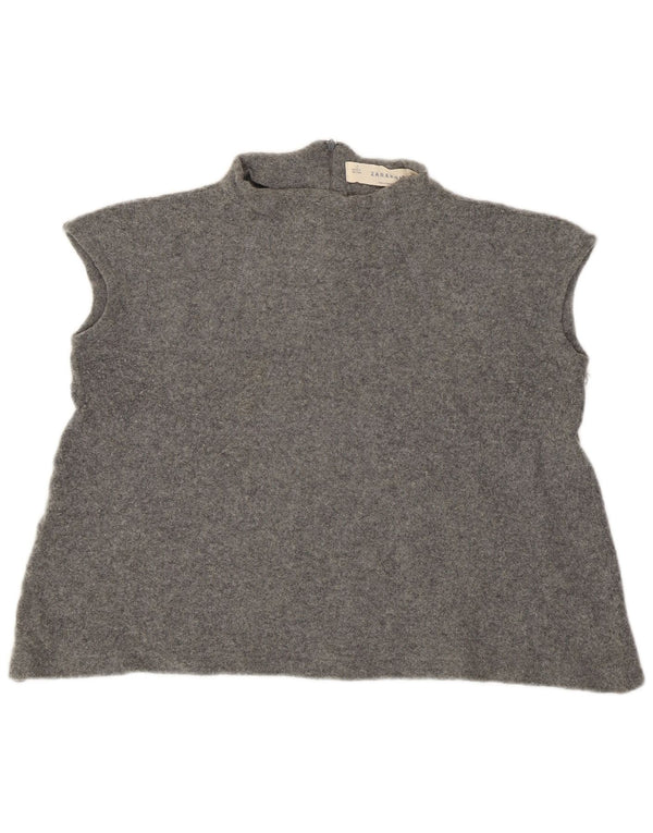 Zara Womens Vest Tank Top UK 14 Medium Grey Wool