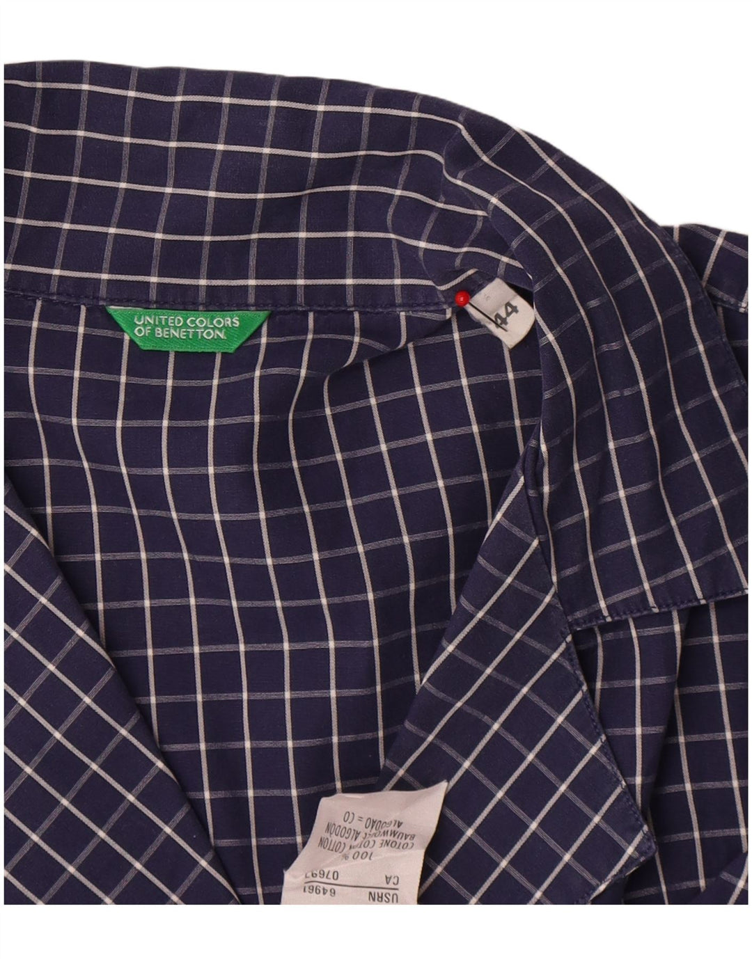 Cămașă Benetton pentru femei IT 44 Medium Bluemarin Check Bumbac