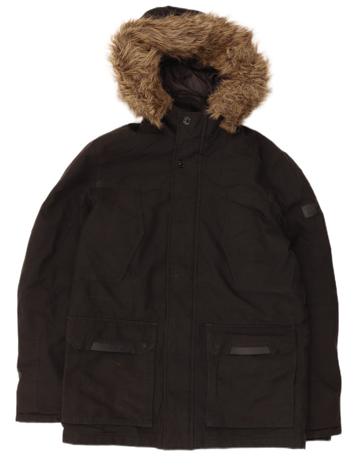 Jack & Jones Jachetă căptușită cu glugă pentru bărbați UK 36 Poliester negru mic
