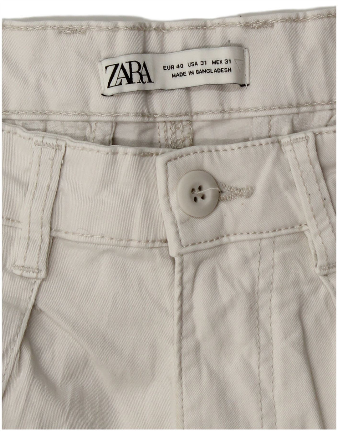 Pantaloni Drepți Cargo Zara Bărbați EU 40 Mediu L31 L28 Bumbac Alb